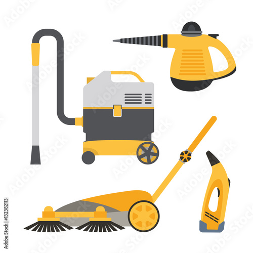 Cleaning equipment vector set.
