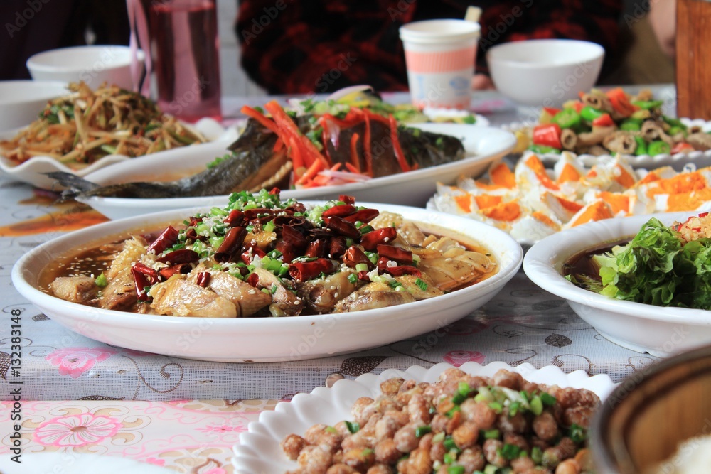 Chinese foods on the table Chinese foods on the table