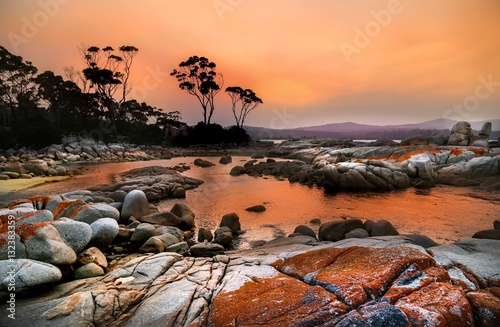 Bay of fires sunset, Tasmania photo