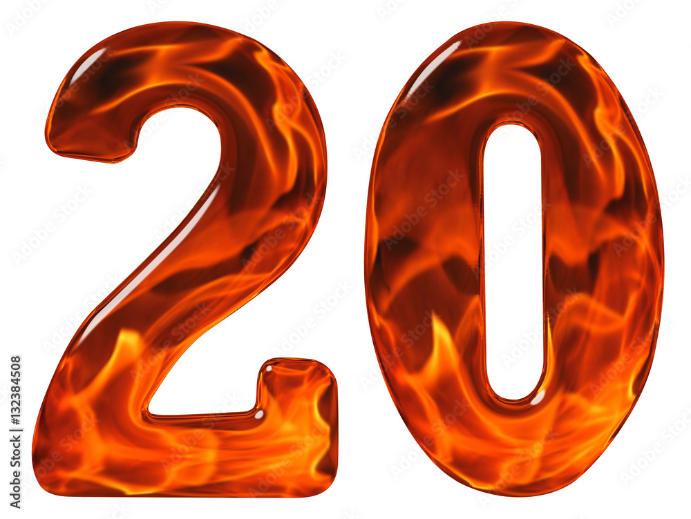20 twenty numeral from glass with an abstract pattern of a fla stock