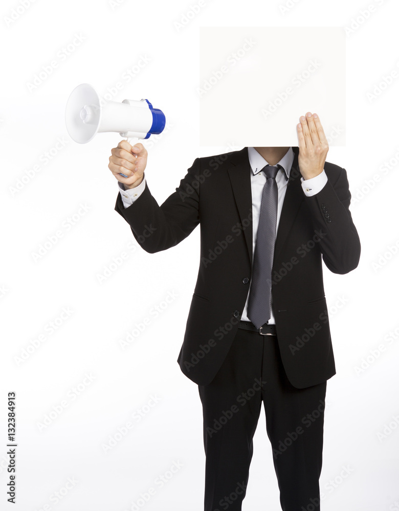 Fototapeta premium faceless man holding megaphone