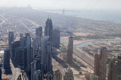 Burj Khalifa view from the top, Panorama Dubai. The top view on