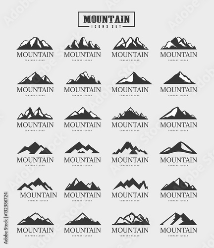 Mountain logo template   Mountain icon  Mountain symbol vector set.