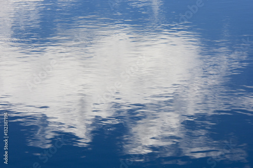 White cloud reflections on lake