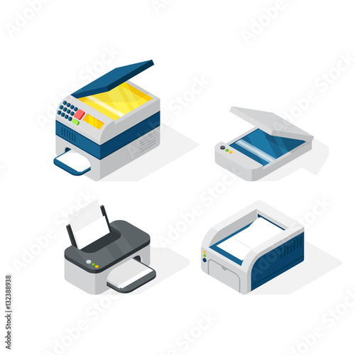 Isometric office equipment vector