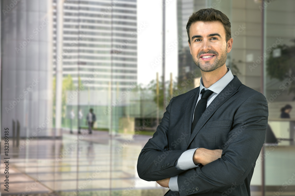 Attractive business man in classy modern stylish suit sophisticated handsome smiling Attractive business man in classy modern stylish suit sophisticated handsome smiling