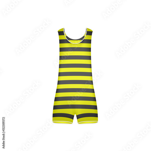 Striped retro swimsuit in yellow and black design 