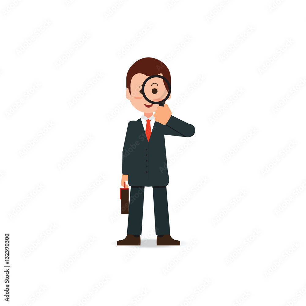 Businessman looking through a magnifying glass. Businessman looking through a magnifying glass.