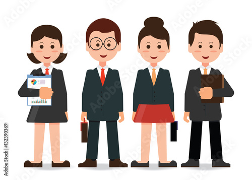 Happy smiling business team in office.