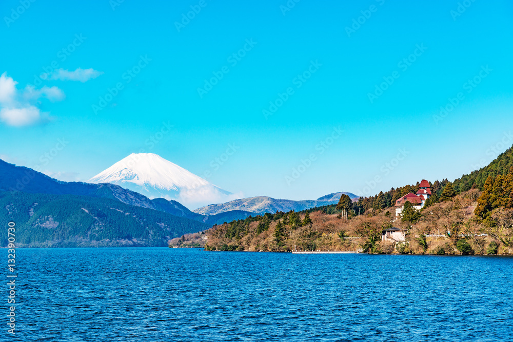 Mount Fuji viewed from Moto-Hakone in Japan.