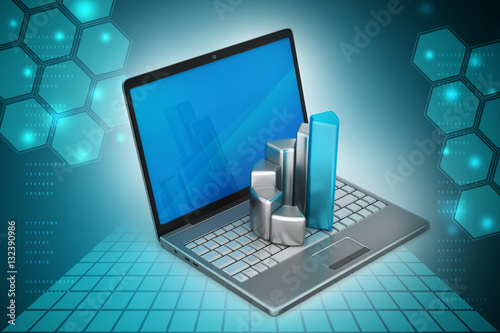 Laptop with financial graph