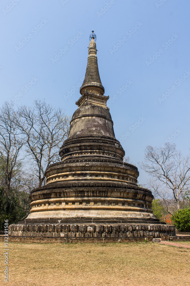 Fototapeta premium Old pagoda at Wat Umong Suan Puthatham, Chiangmai Thailand