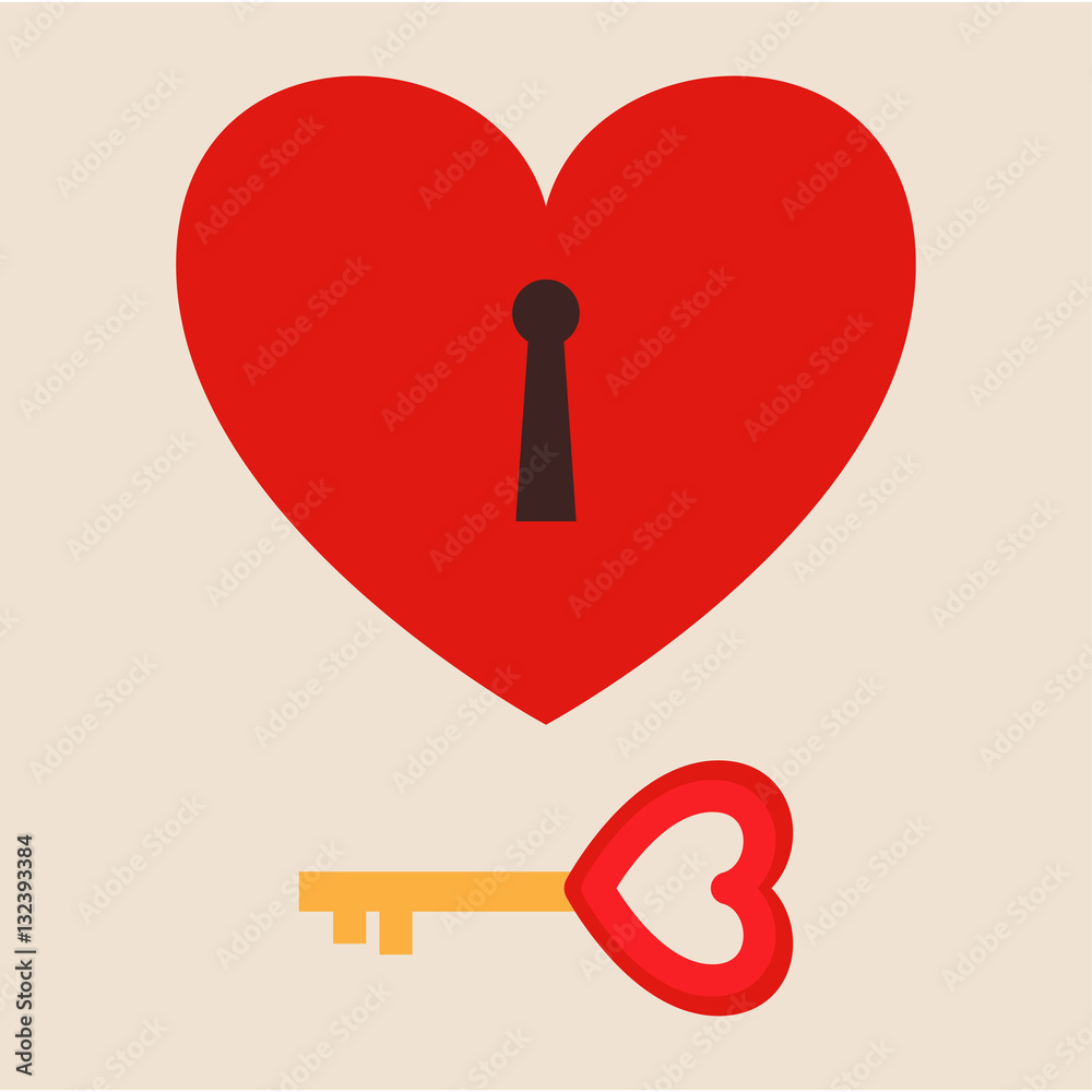 locked heart with key. romance design concept. vector illustration. locked heart with key. romance design concept. vector illustration.