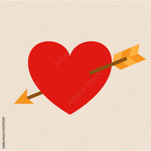 heart and arrow. romance and cute , wedding , valentine's day design concept. decoration vector illustration.