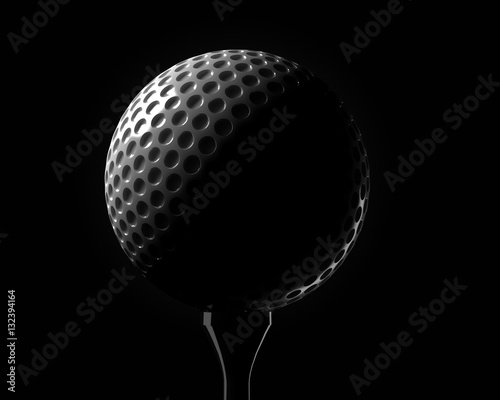 Golf ball closeup on a tee