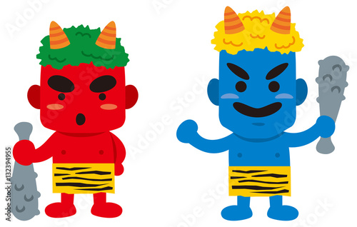節分 赤鬼と青鬼のイメージイラスト Stock Vector Adobe Stock