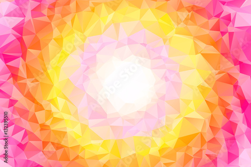 Abstract colorful swirl rainbow polygon around white frame