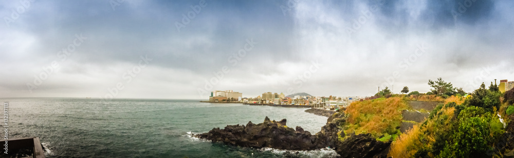 Panorama view of rocks and the city nearby the famous tourist at