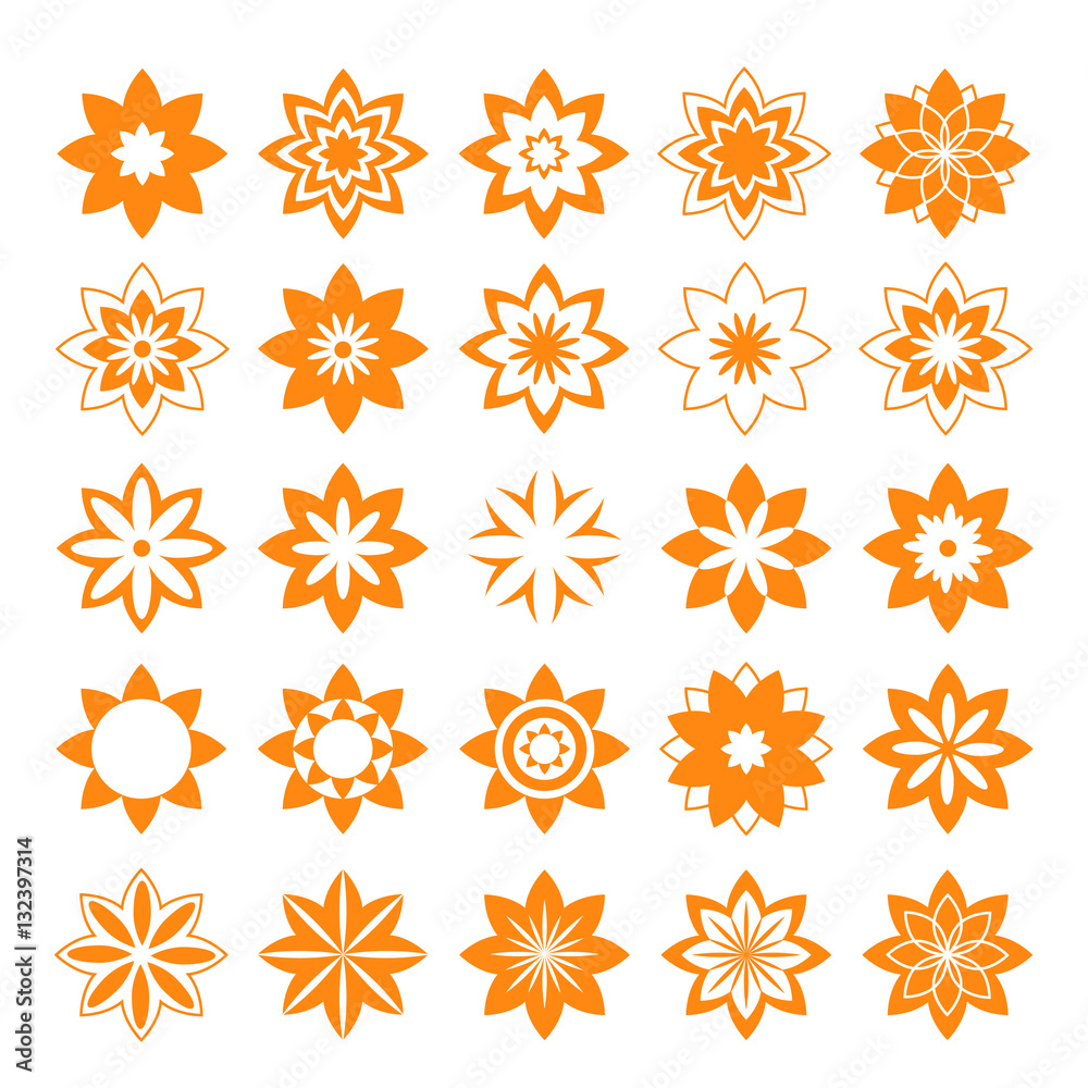 Set of floral symbols for design. Vector illustration.