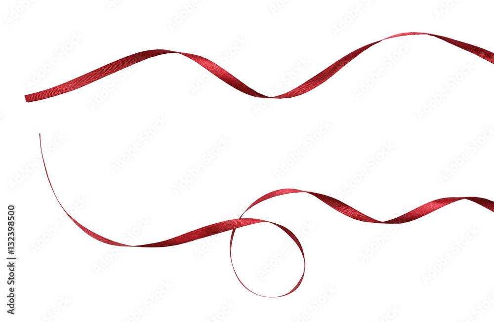 Set of red silk ribbons