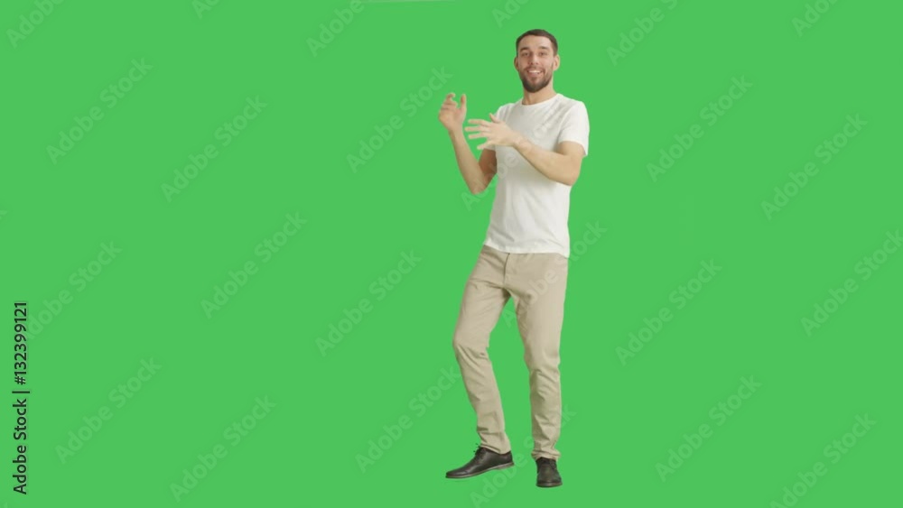 Long Shot of a Casual Man Dancing. Shot on a Green Screen Background. Shot on RED Cinema Camera 4K (UHD). Long Shot of a Casual Man Dancing. Shot on a Green Screen Background. Shot on RED Cinema Camera 4K (UHD).