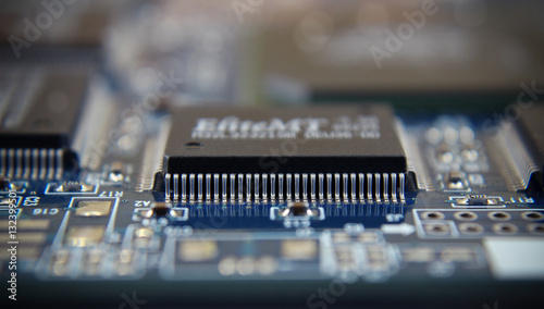 computer chip board Electronics motherboard high tech green blue