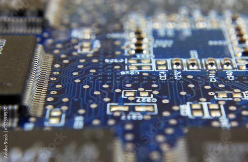 computer chip board Electronics motherboard high tech green blue