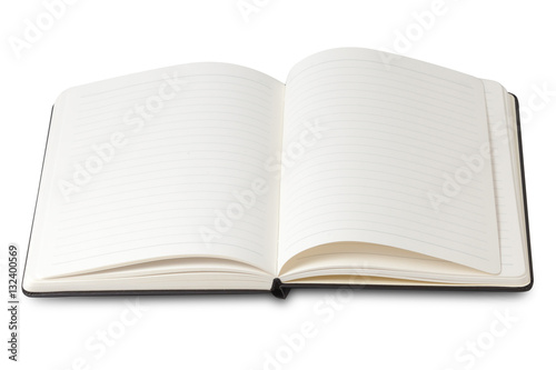 Close up of open textbook with clipping path