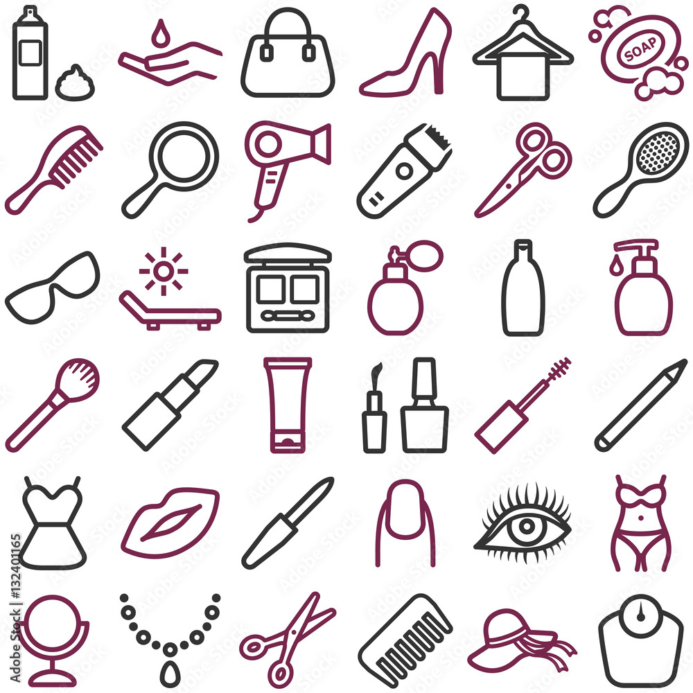 Beauty icon collection - vector outline 
