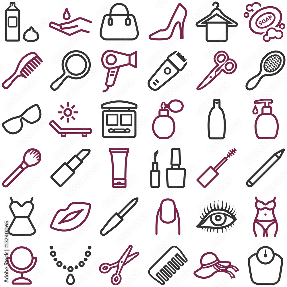 Beauty icon collection - vector outline Beauty icon collection - vector outline