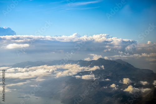 Sky and clouds from a plane over Montenegro 