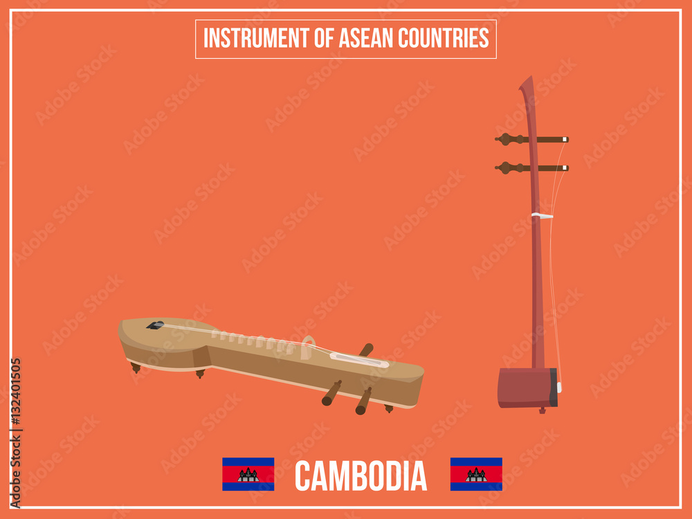 Vectors illustration of Instrument of Cambodia country