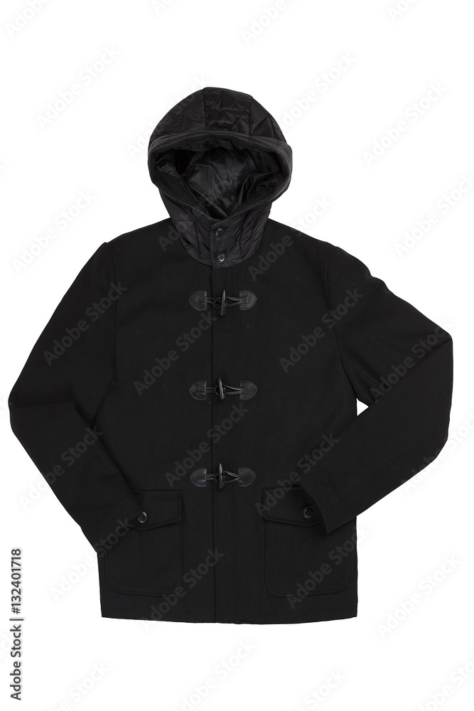 Black jacket with hood.clipping path