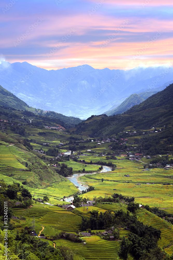 Obraz premium Rice field terraces at Tavan village, Sapa, Vietnam