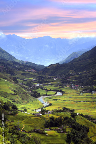 Rice field terraces at Tavan village, Sapa, Vietnam photo