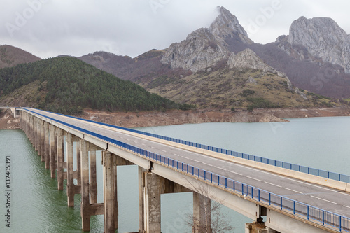 Wallpaper Mural Bridge crossing an artificial lake in the Spanish Mountains of P Torontodigital.ca