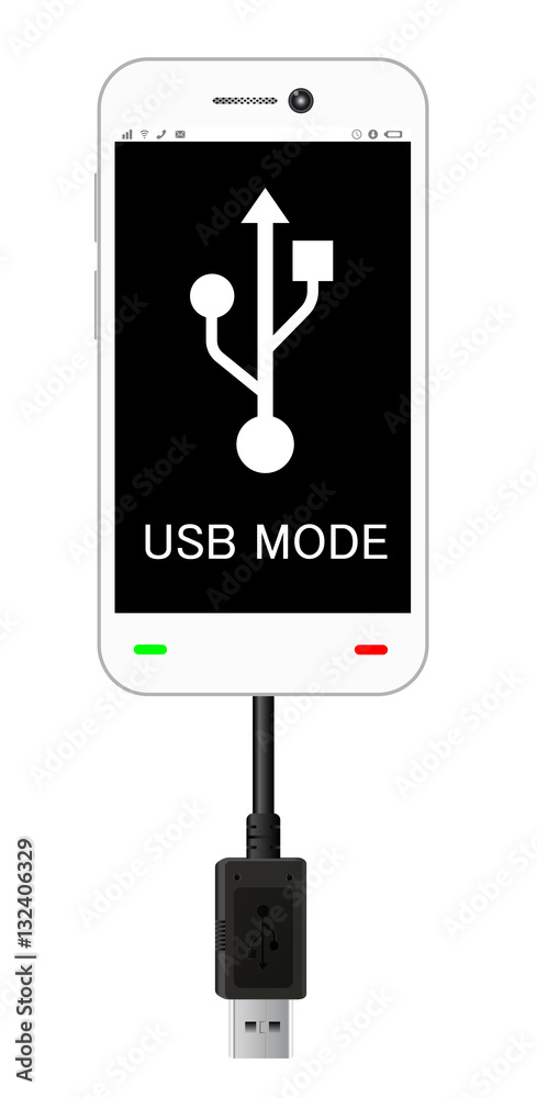 smartphone in a USB connection mode with usb cable smartphone in a USB connection mode with usb cable