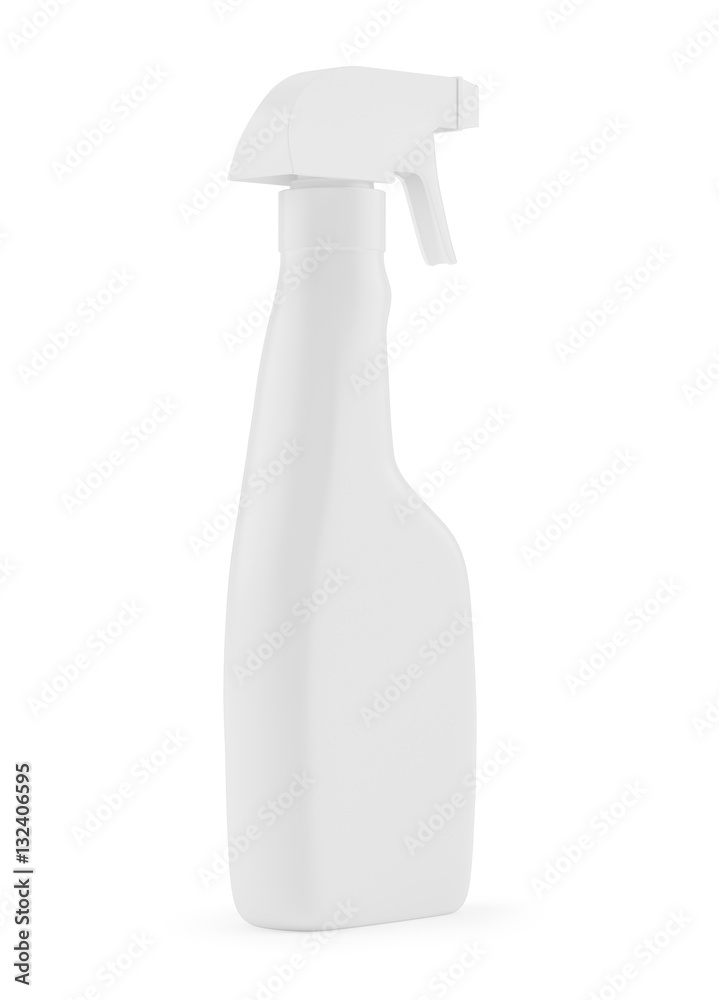 White blank plastic spray detergent bottle isolated on background. Packaging template mockup collection. With clipping Path included. 3d rendering. White blank plastic spray detergent bottle isolated on background. Packaging template mockup collection. With clipping Path included. 3d rendering.