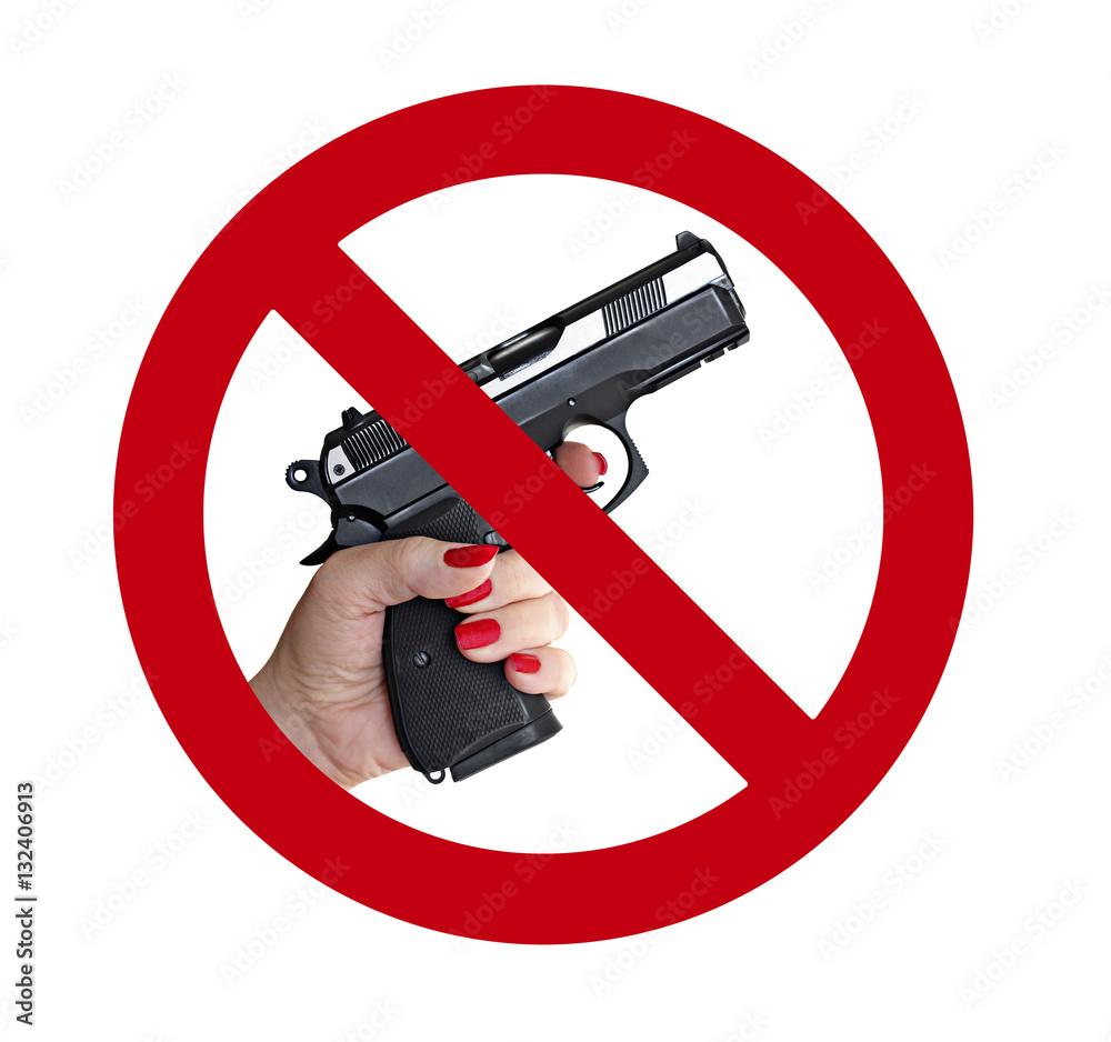 no gun symbol with hand gun and woman hand no shooting no gun symbol with hand gun and woman hand no shooting