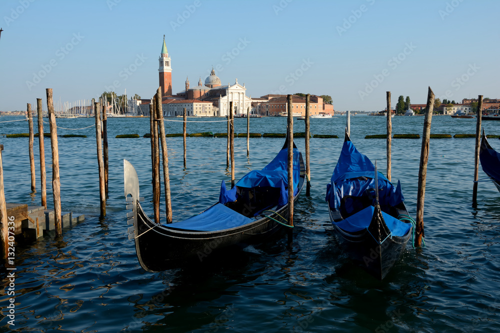 Gondolas in Venice in Italy