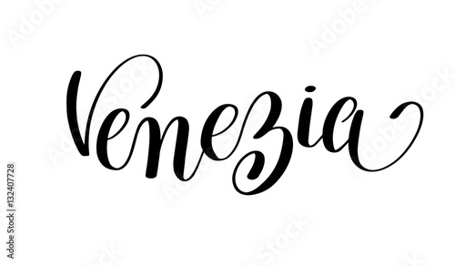 venezia calligraphy brush lettering text design element for card