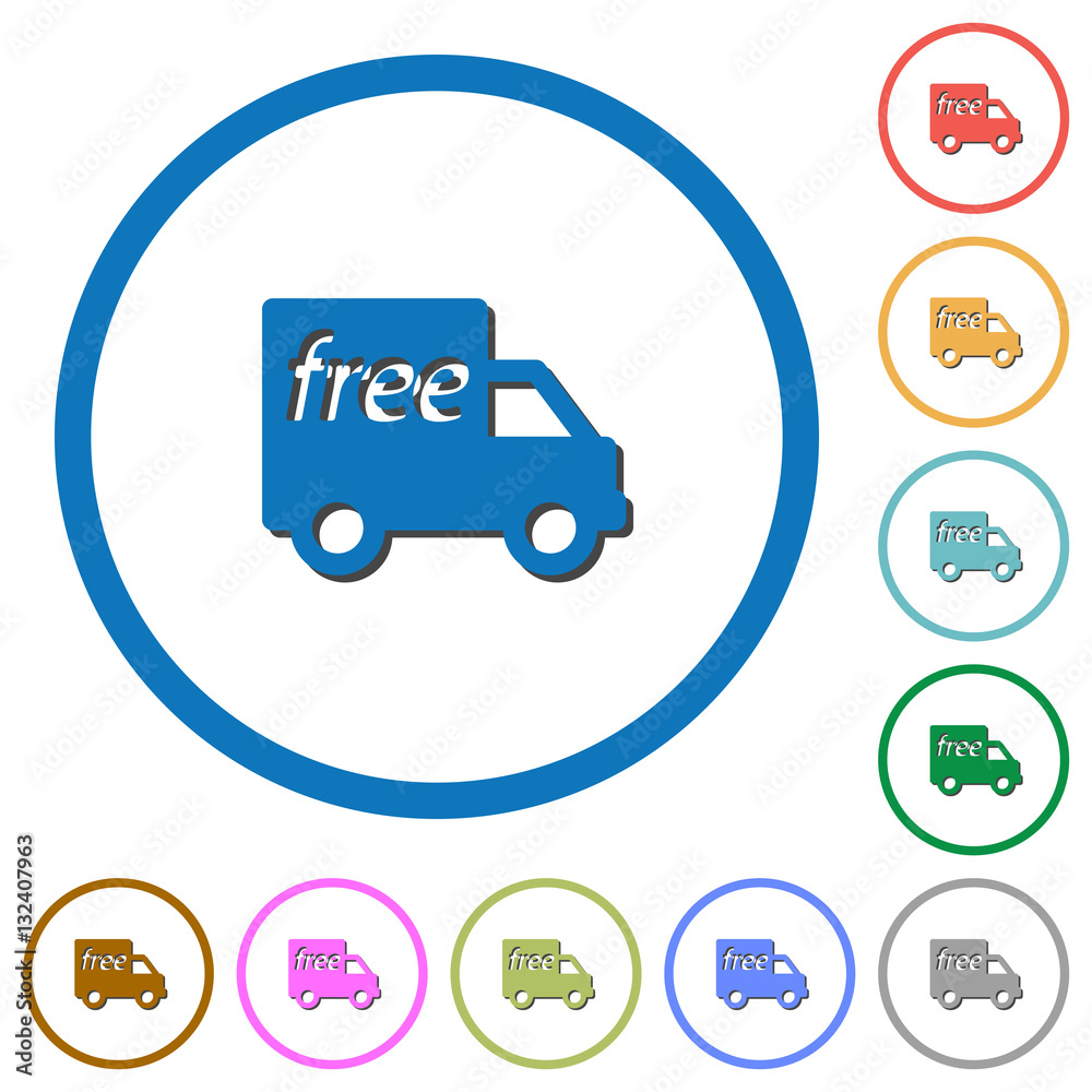 Free shipping icons with shadows and outlines Free shipping icons with shadows and outlines