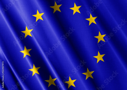 European union waving flag close