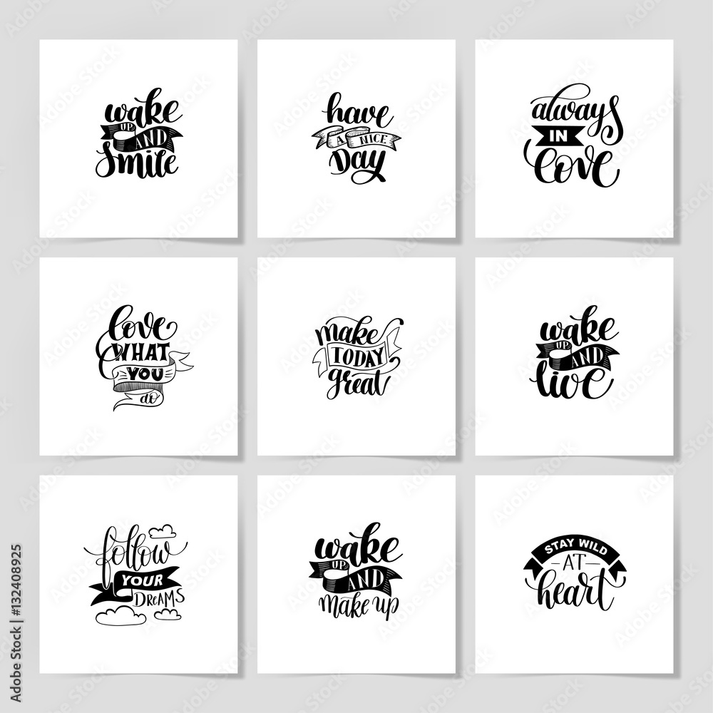 set of handwritten lettering positive quote about life set of handwritten lettering positive quote about life