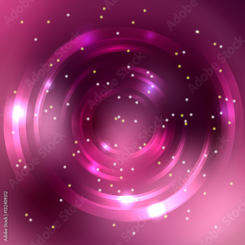 Abstract pink  purple circle background  Vector design. Vector infinite round tunnel of shining flares.