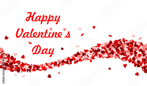 Happy Valentine s Day  Welle aus roten Herzen