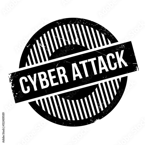 Cyber Attack rubber stamp. Grunge design with dust scratches. Effects can be easily removed for a clean, crisp look. Color is easily changed.