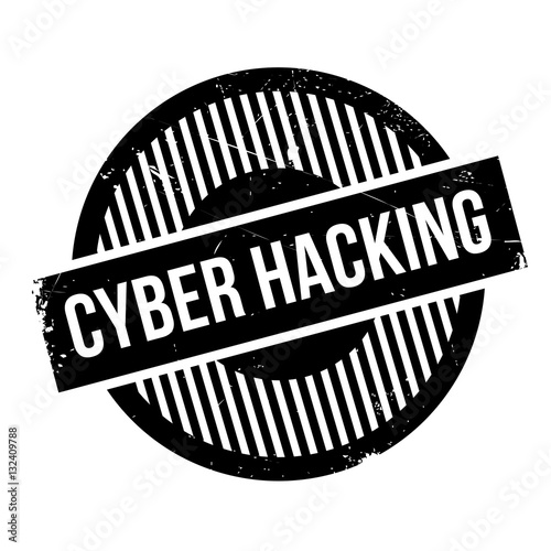 Cyber Hacking rubber stamp. Grunge design with dust scratches. Effects can be easily removed for a clean, crisp look. Color is easily changed.