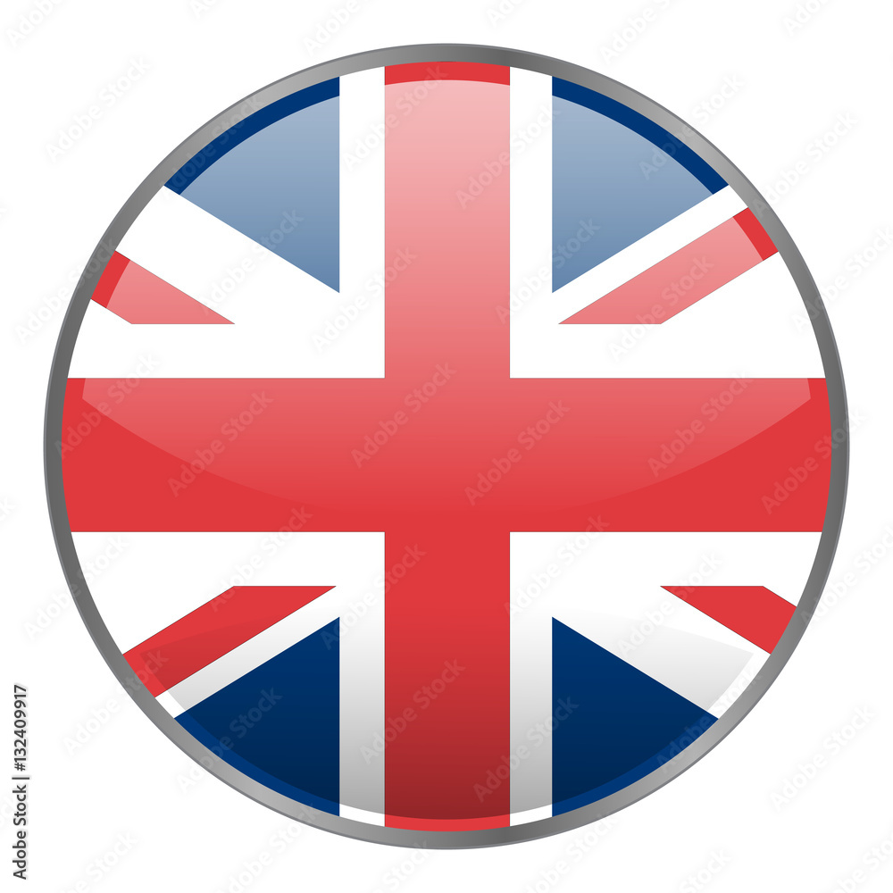 Round glossy vector icon with national flag of United Kindom on white background. Isolated Great Britain icon. Round glossy vector icon with national flag of United Kindom on white background. Isolated Great Britain icon.
