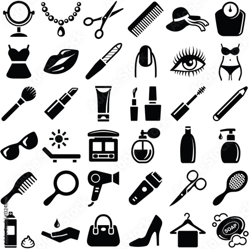 Beauty icon collection - vector silhouette
